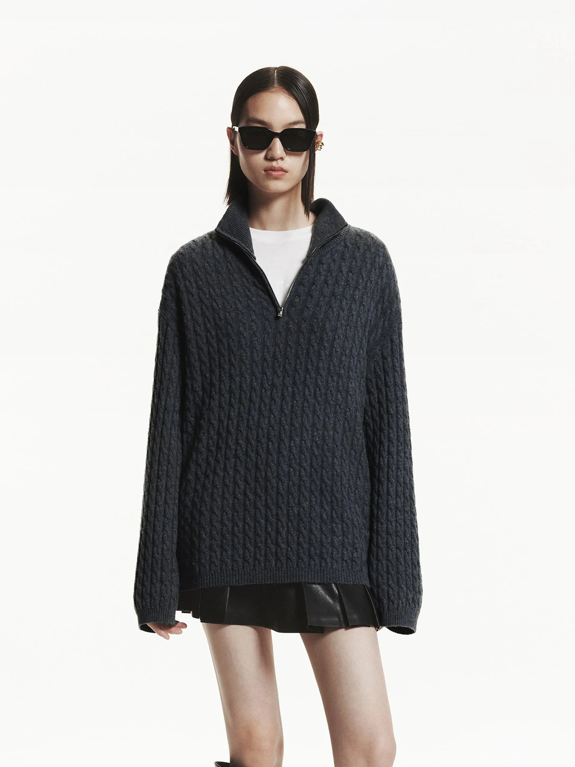 Loose Cable Knit Sweater Cozy Wear Design Stretchy Fit