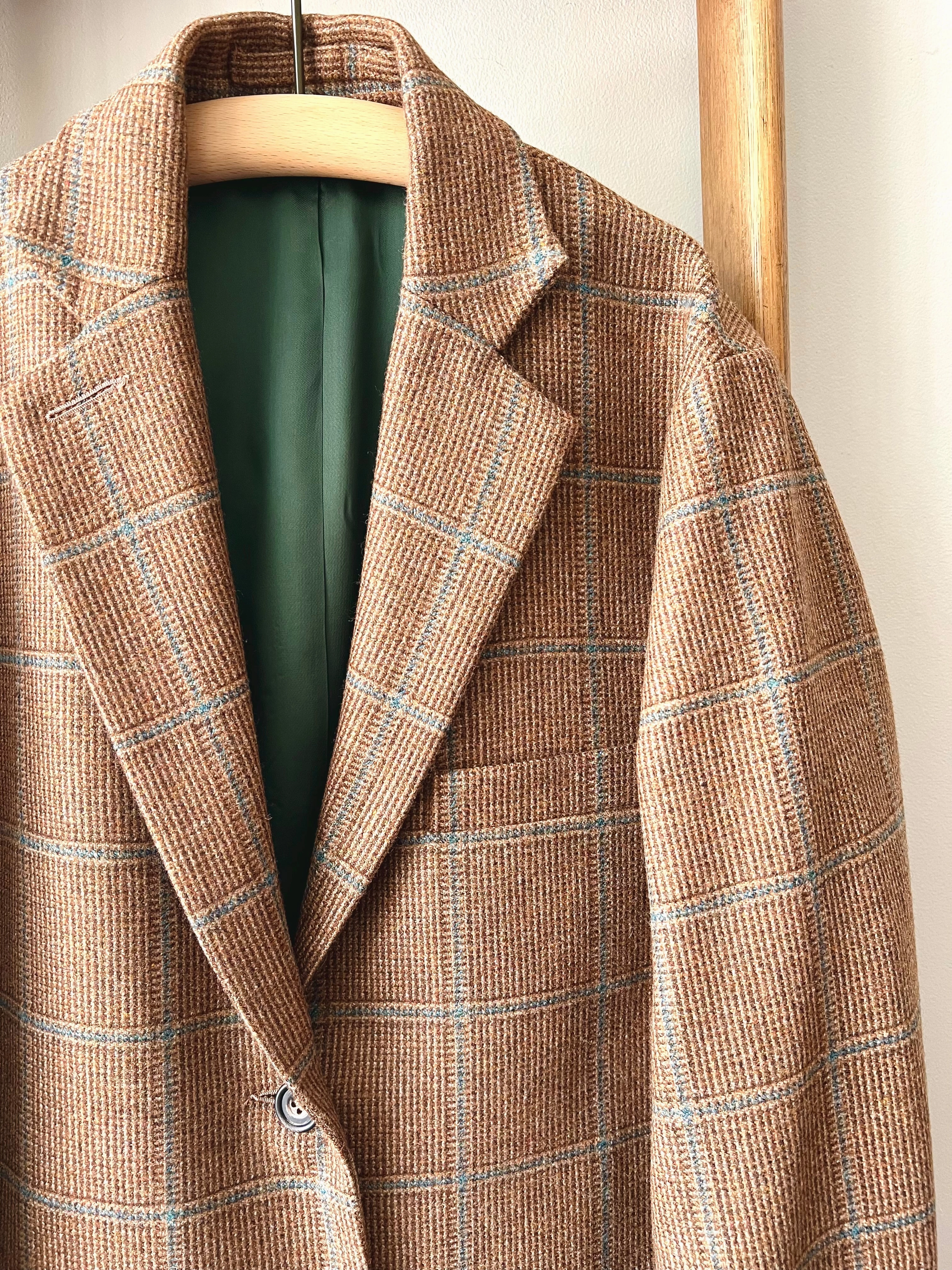 No Smell Button Fastenings Scottish Merino Wool Blazer / Brown Cheviot