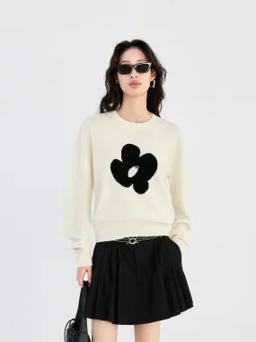 Comfy Touch Versatile Styling Floral Pattern Wool Sweater