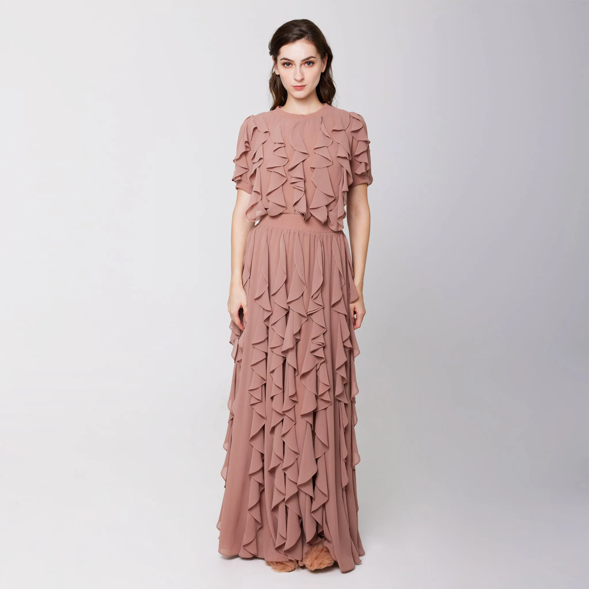 Iconic Style Ruffled Slit Skirt