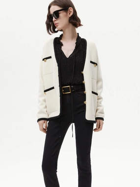 Contrast Detail Pockets Cardigan Chill Wear Zero Waste Knitting