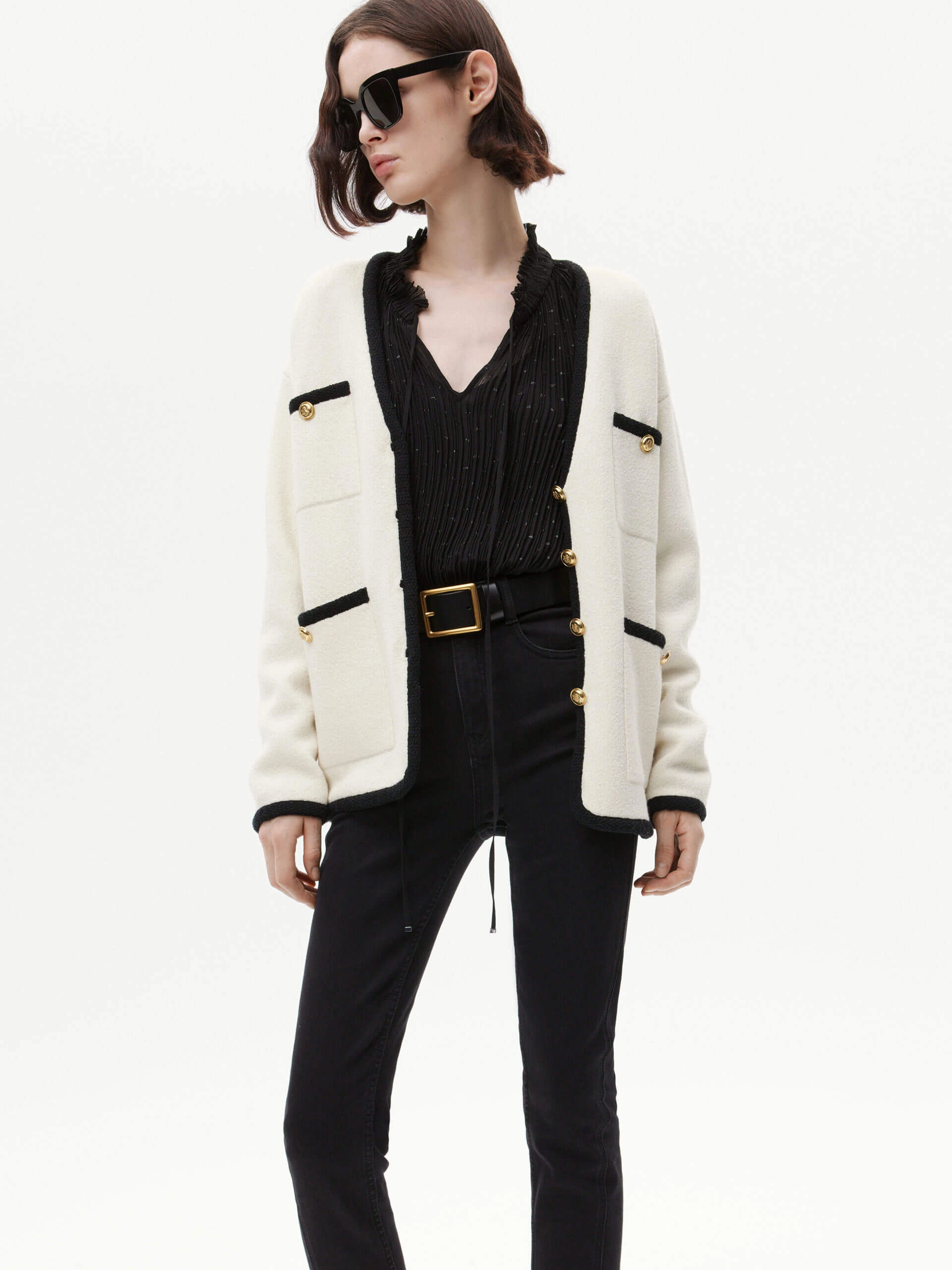 Outer Comfort Hand Linked Seams Contrast Detail Pockets Cardigan