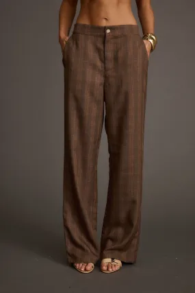 Franklin Tan Checkered Pant Soft Finish