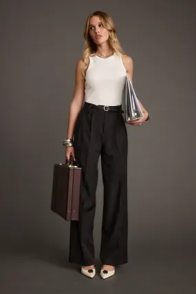 SeamlessPocketDesign Everyday Essential Weiss Black Wide Leg Trousers