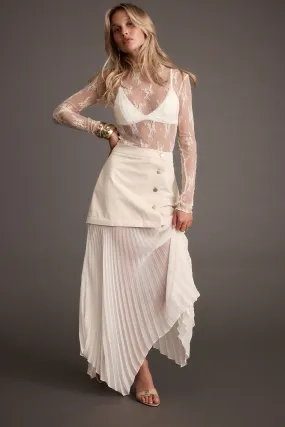 Whitney Bone Layered Pleated Maxi Skirt Style Staple