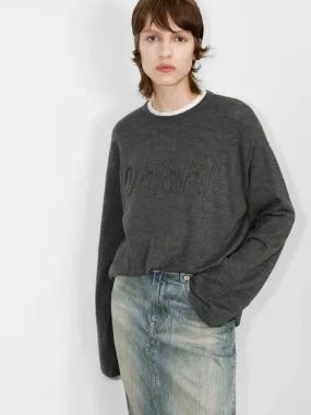 Sleek Design Front Letter Striped Sweater
