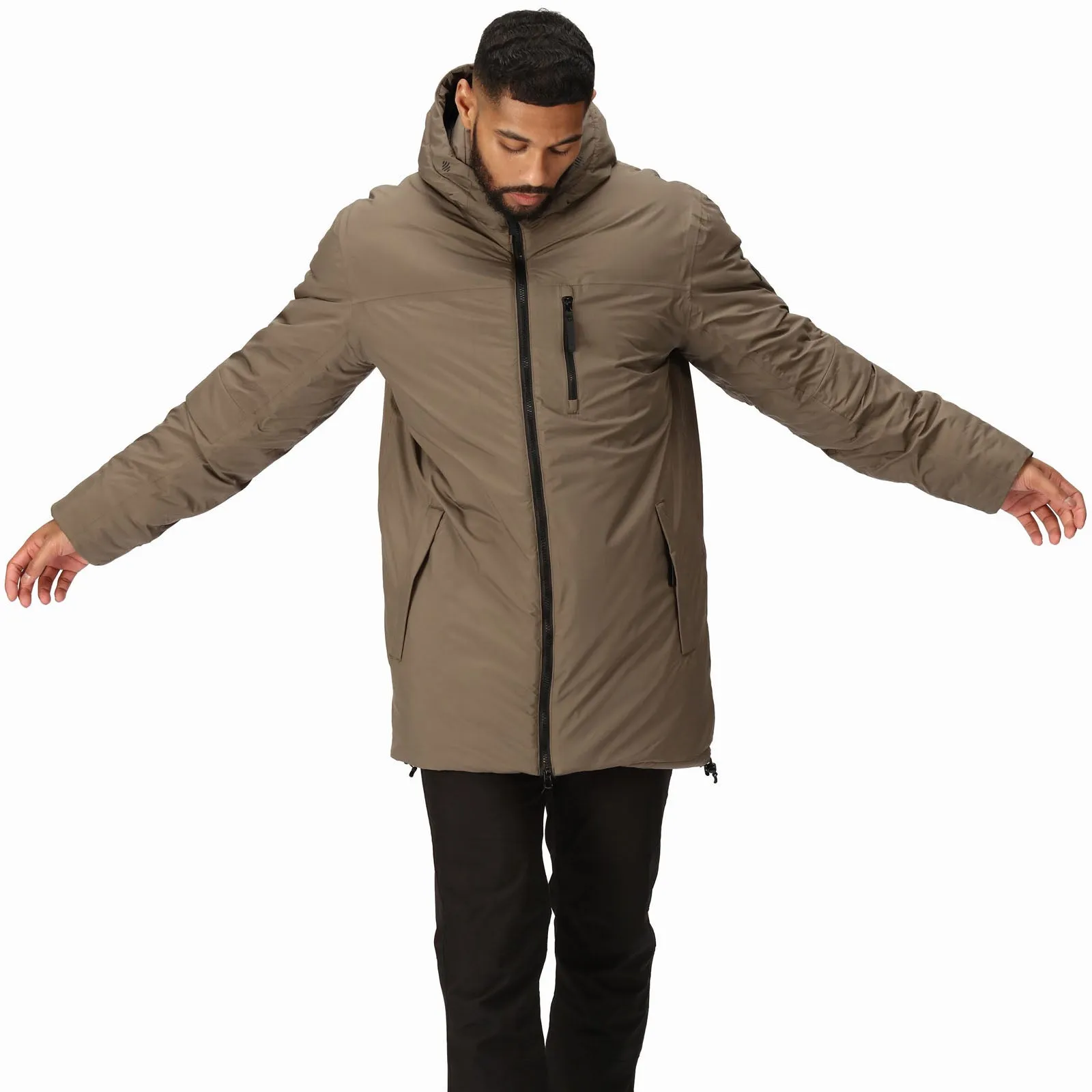Waterproof Zipper Closure Magnetic Fasteners Regatta Mens Yewbank II Hooded Waterproof Park Jacket - Crocodile