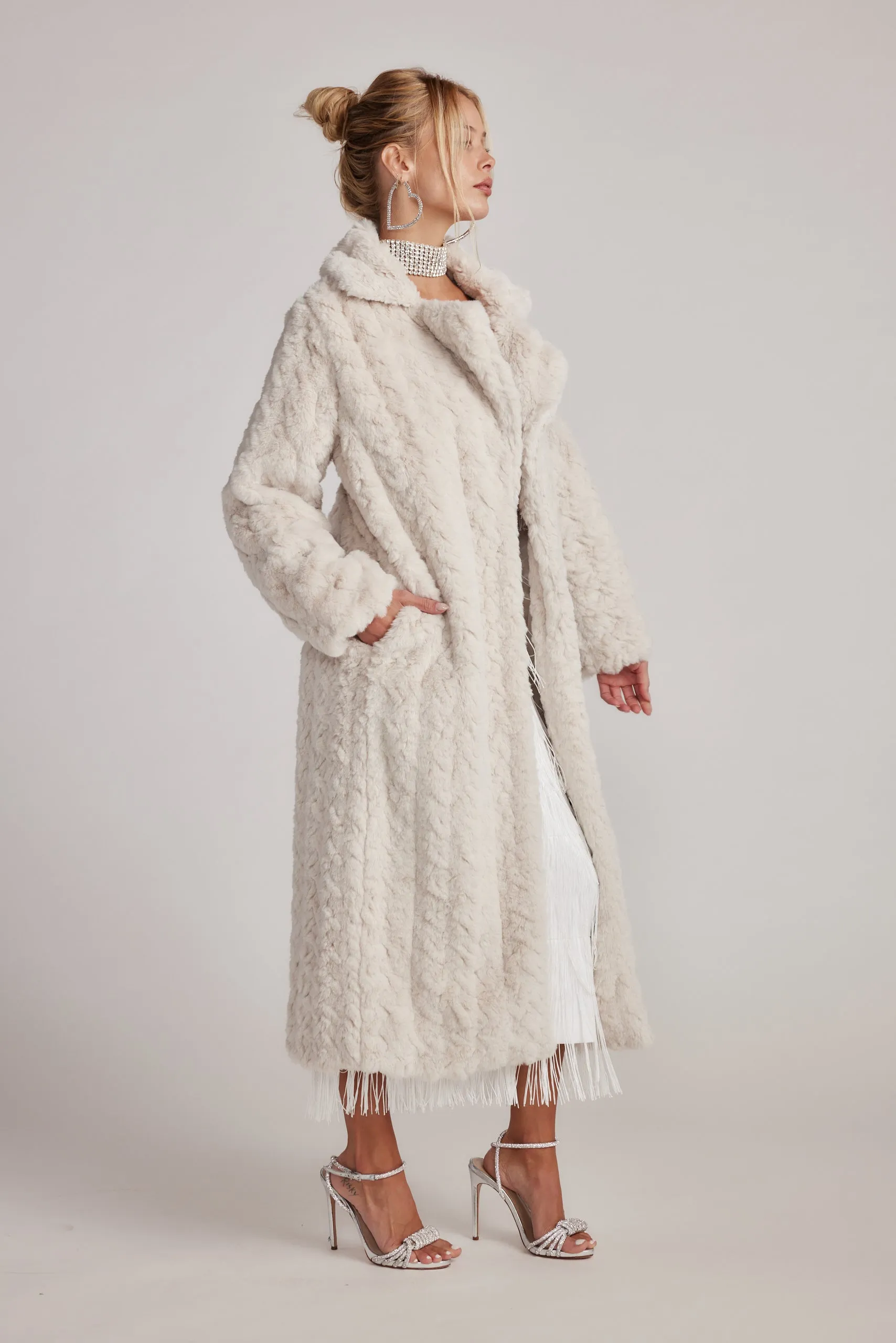 Sasha Cream Floor Length Coat Eco Friendly Easy Comfort
