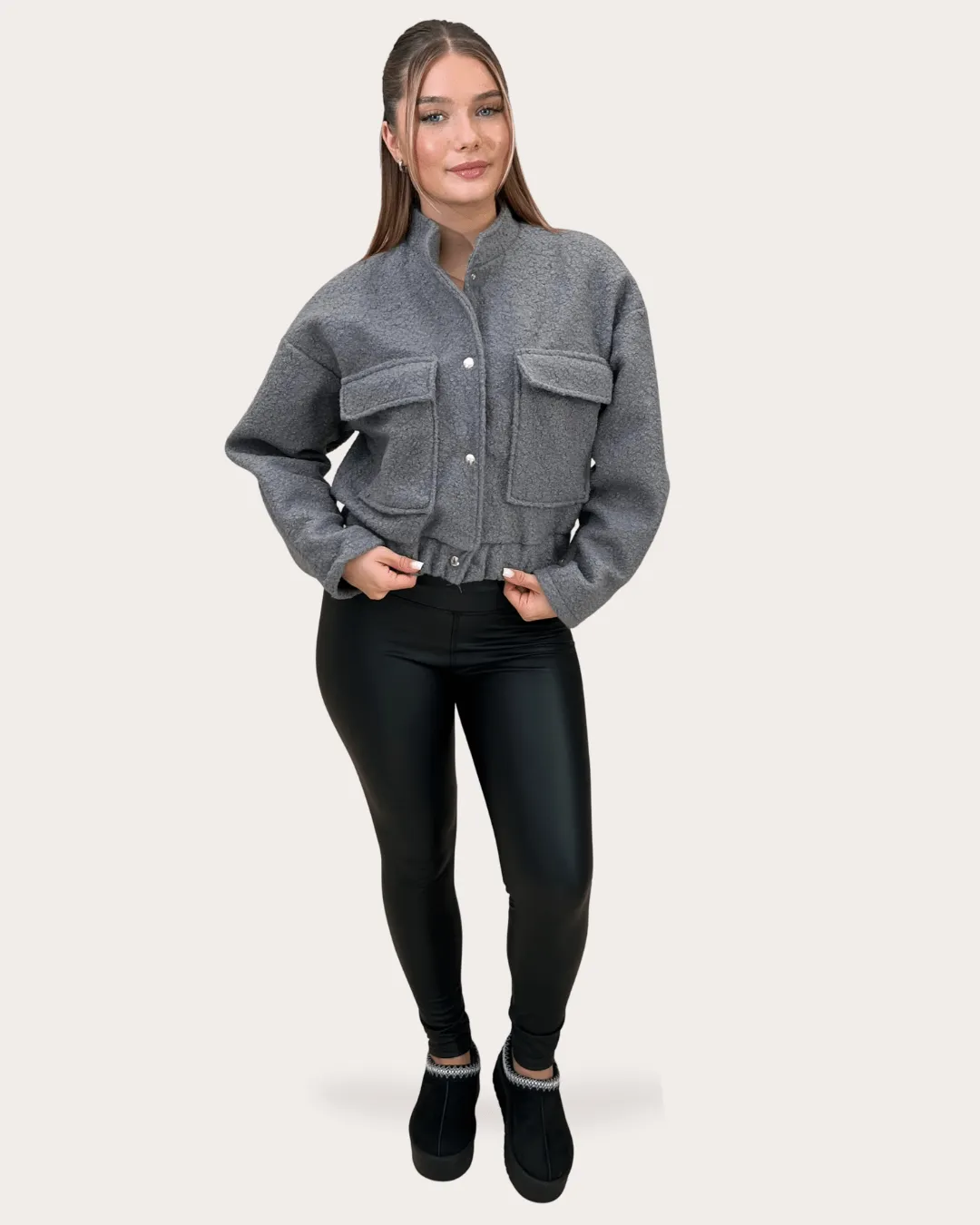 Teddy Bomber Jacket Neutral Fit Design