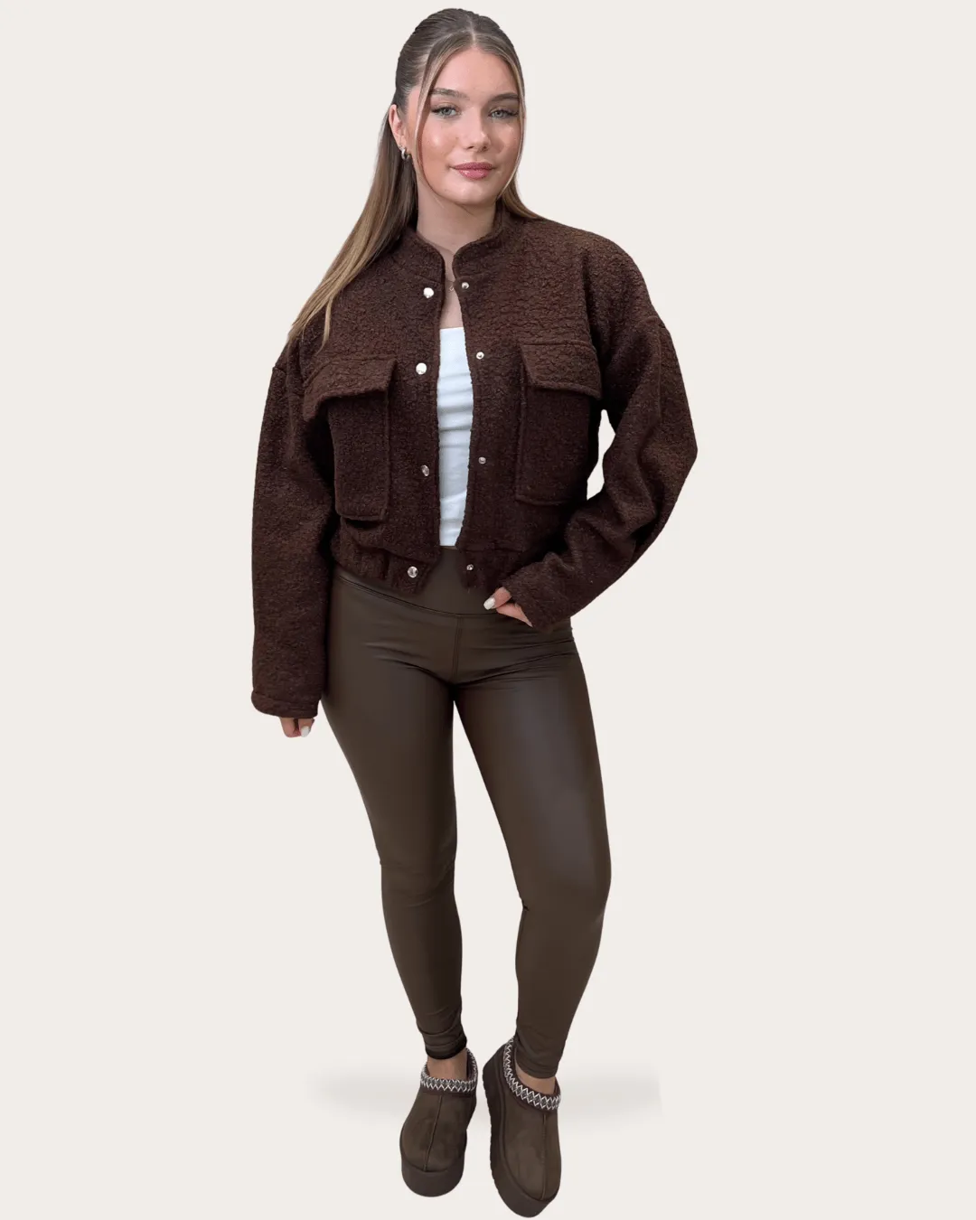 Asymmetric Hemline Down Stuffed Teddy Bomber Jacket