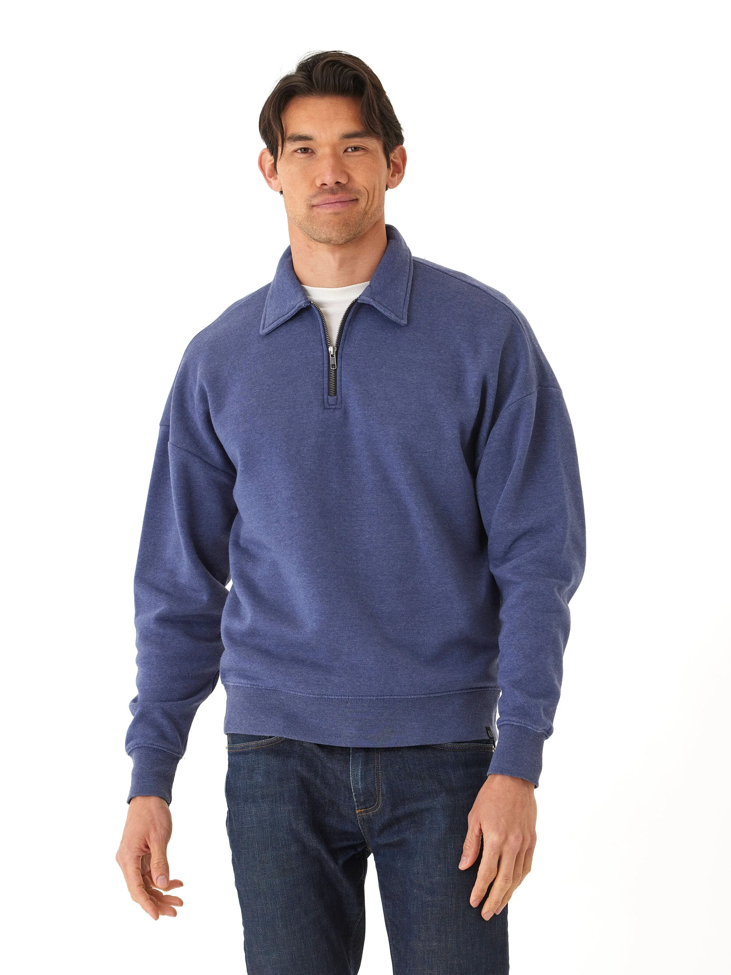 Fit For Daily Ergonomic Shoulder Cut Gabe Mineral Wash Fleece 1/4 Zip Pullover