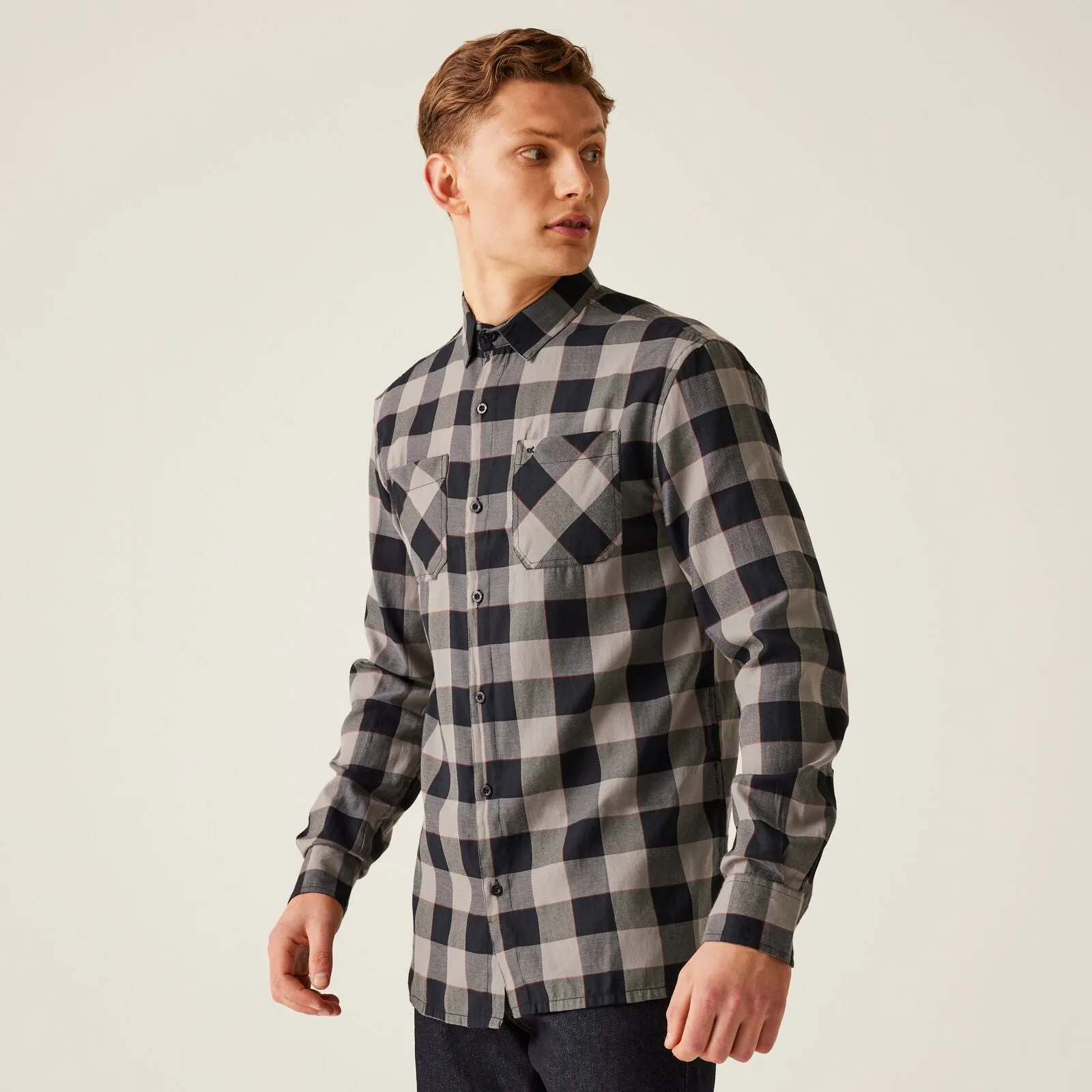 UV Protective Coating Performance Fabric Regatta Mens Lance Checked Long Sleeve Shirt