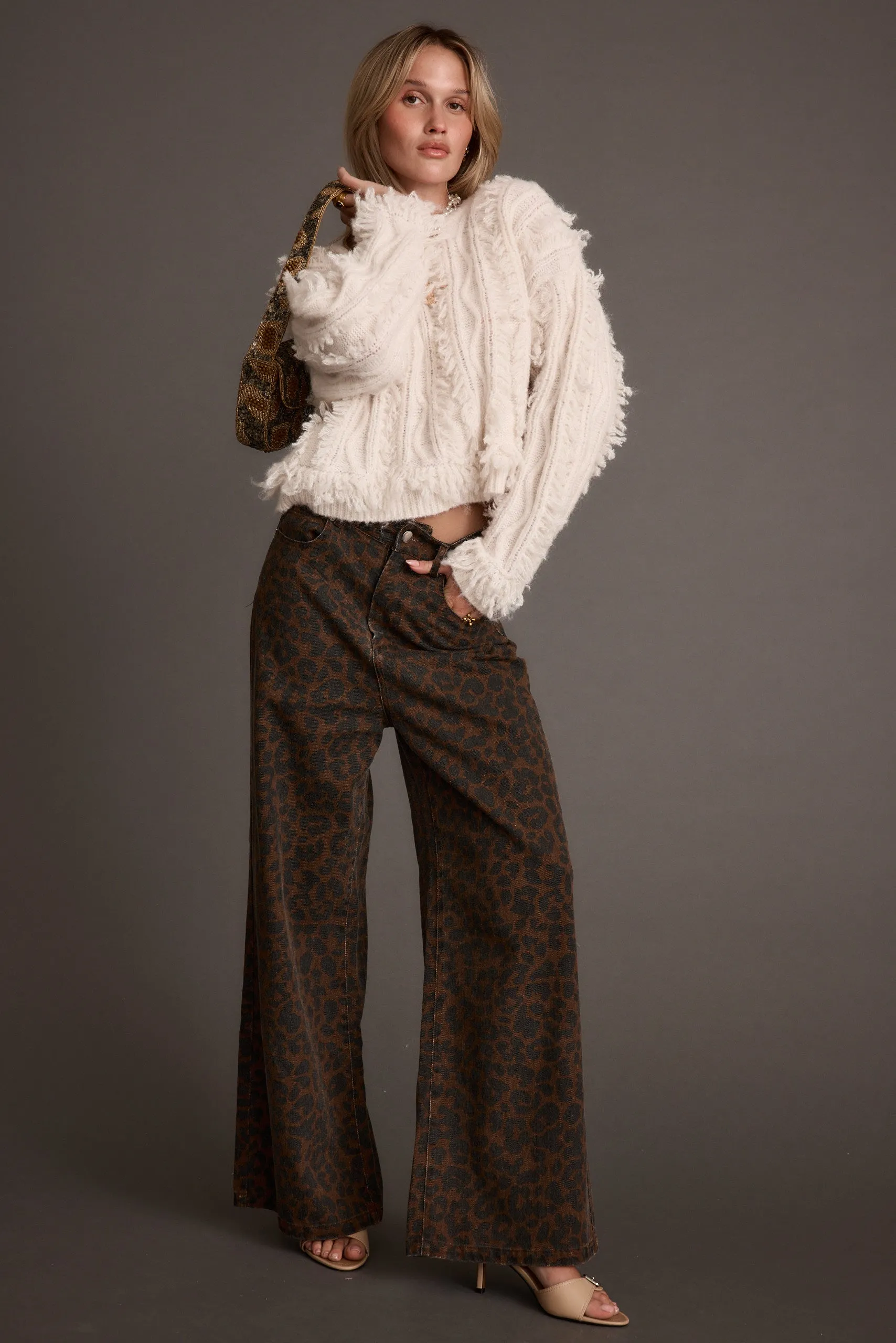 Lorie Beige Fringe Sweater Edgy Beach related