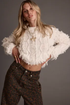 Display Lorie Beige Fringe Sweater