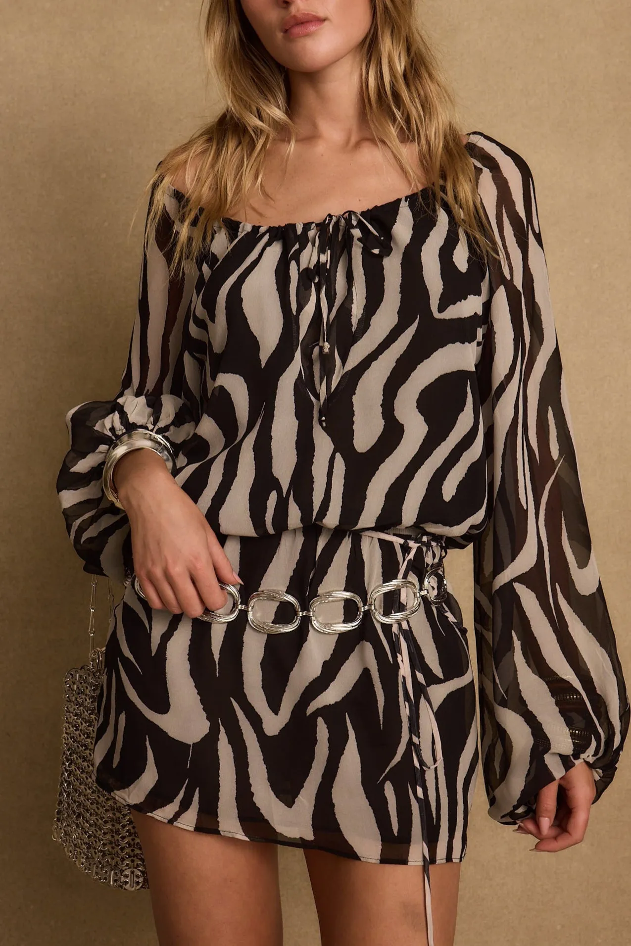 Subtle tone Breezy Style Gina Zebra Mini Dress