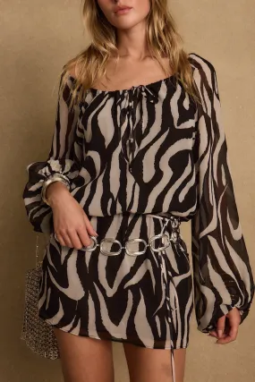 Subtle tone Breezy Style Gina Zebra Mini Dress