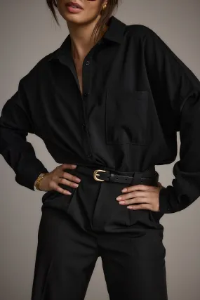 Gisele Black Poplin Button Down Easy to match