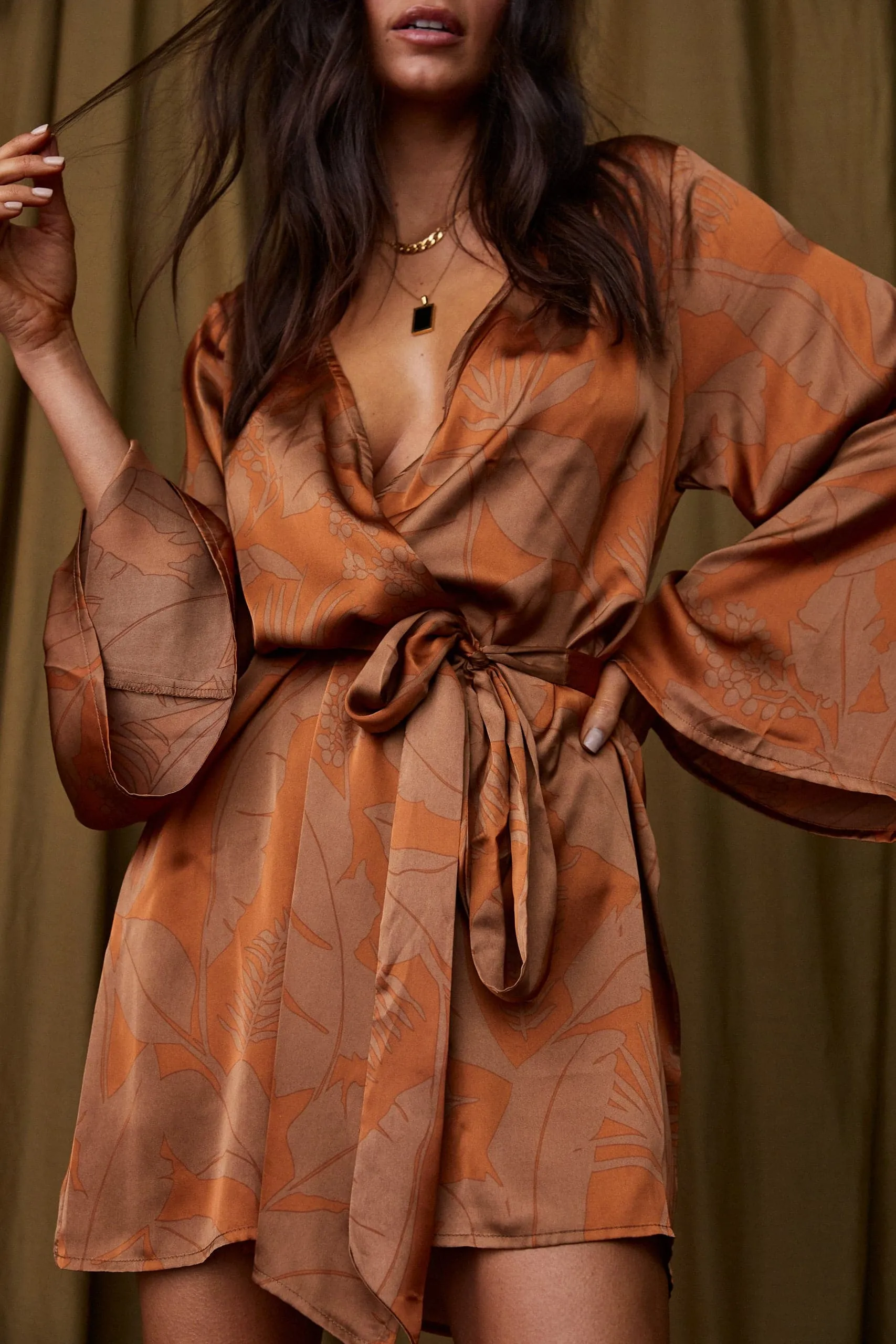 Fall Mood Gold Standard Rust Kimono Dress