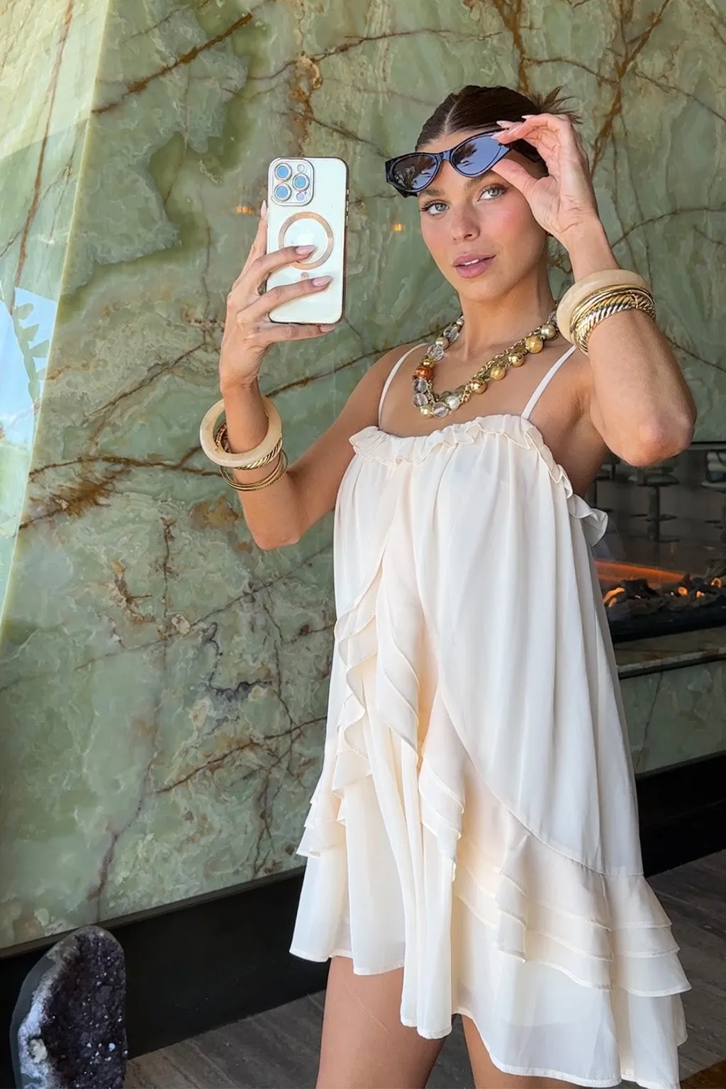 Soft Curve Fresh Flow Golden Hour Cream Mini Dress