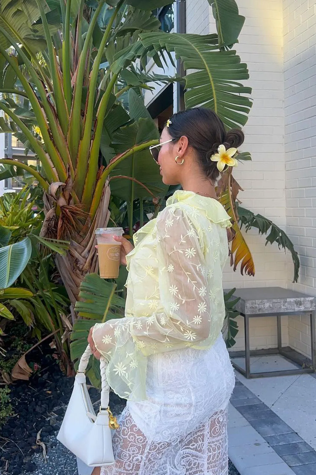 Guilliana Yellow Ruffle Blouse Lightweight feature Carpet