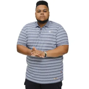 D555 Mens Byron Big Tall Kingsize Full Stripe Jersey Polo Shirt- Denim Golf Outfit