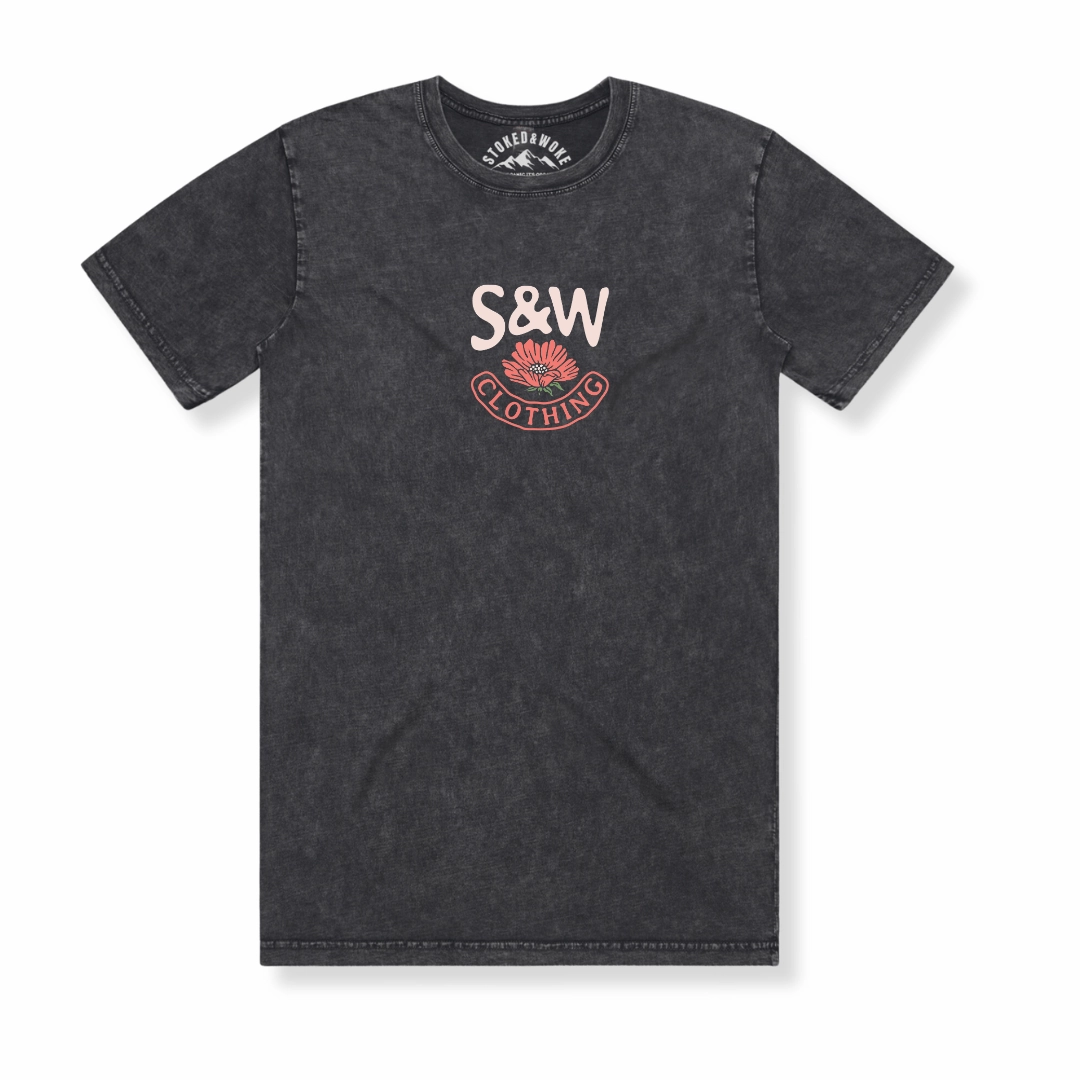 Edgy VintageWashEffect Stone Washed "Pohutukawa" Tee