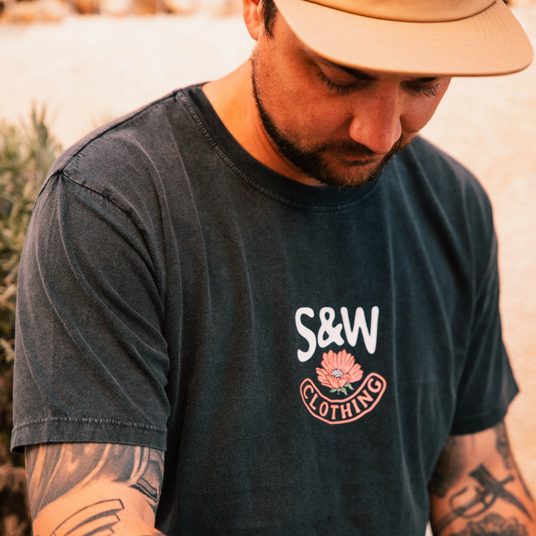 Crew Neck Design Effortless Daywear Stone Washed "Pohutukawa" Tee