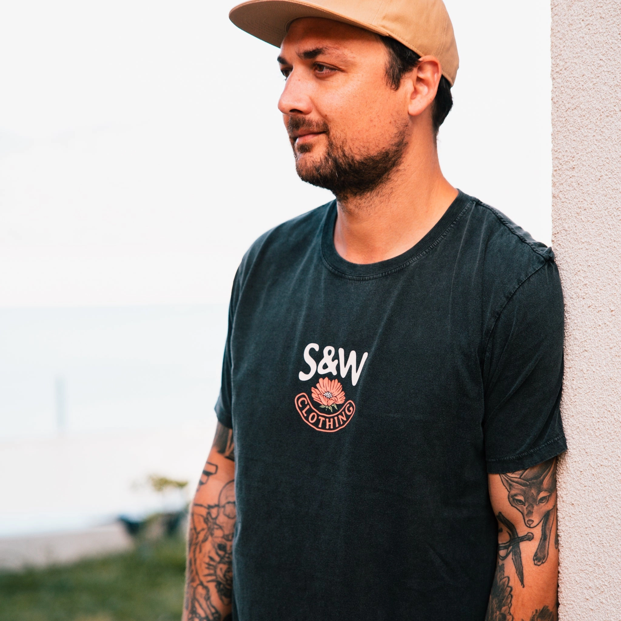 Seasonal Casual Lace trim Stone Washed "Pohutukawa" Tee