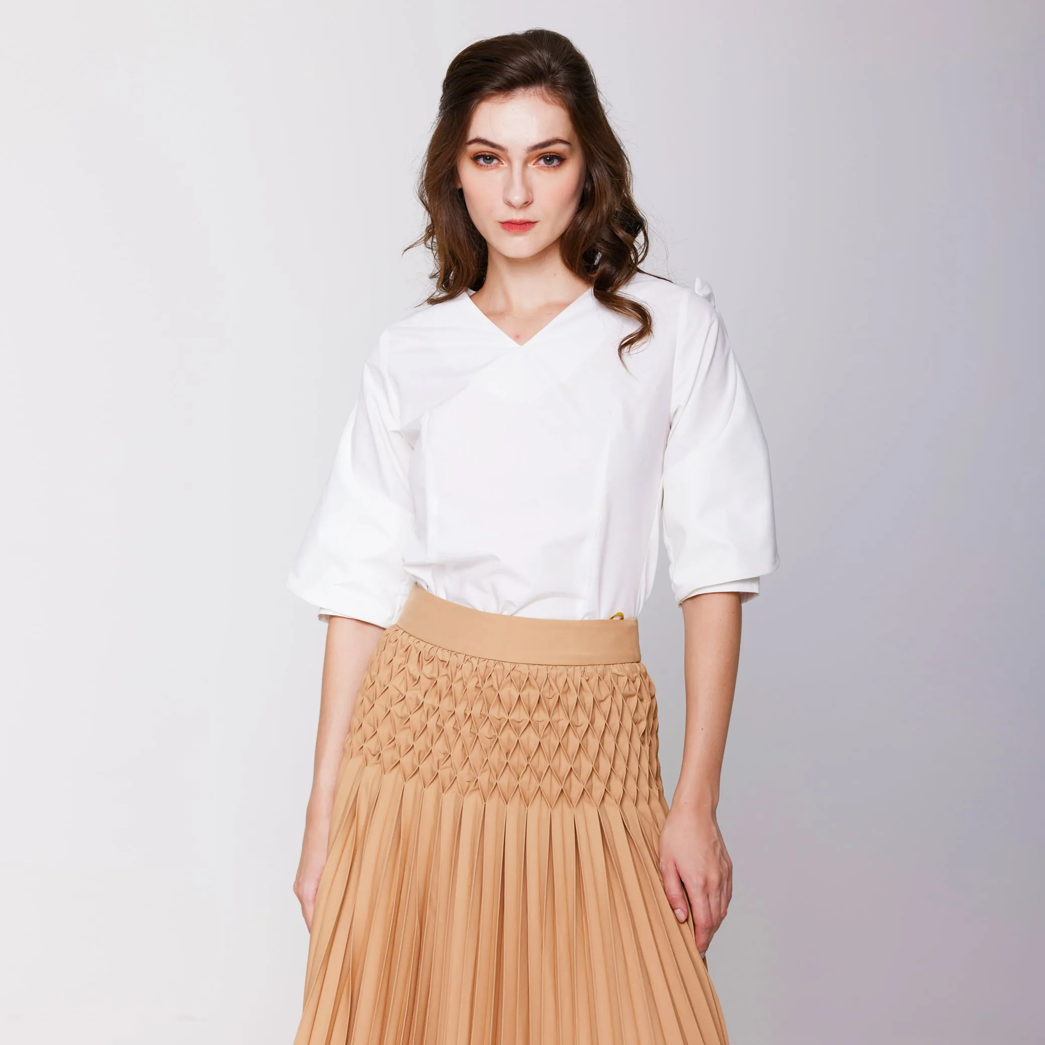Hand Pleated Skirt Laidback Mood mix and match