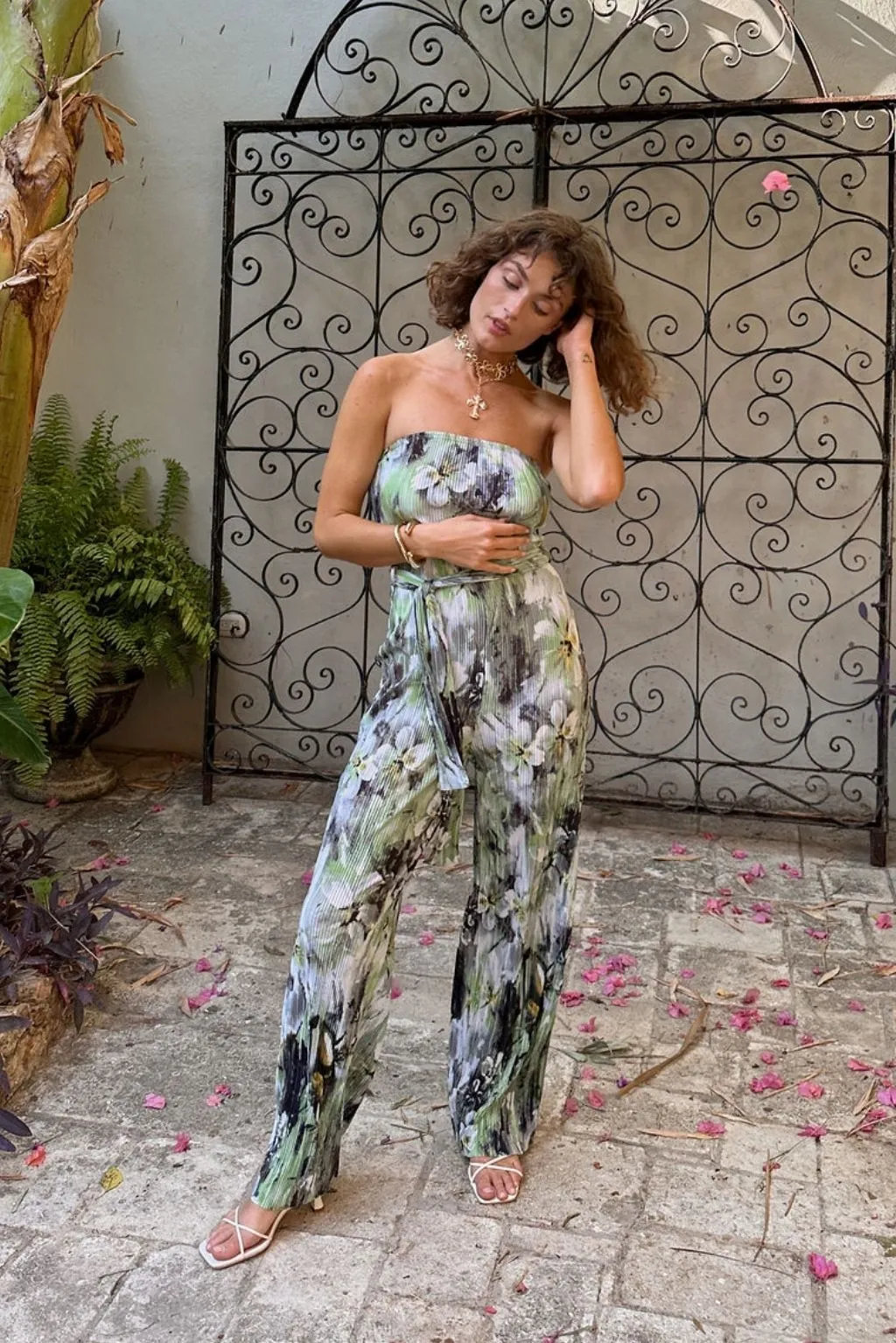 Verbena Plisse Strapless Jumpsuit Perfectly Crafted Fashionable event gown