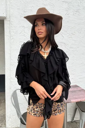 DIY UV resistant Harlow Black Ruffle Blouse