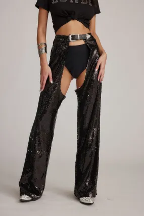 Hartley Black Sequin Chaps Seasonless wear Lightweight Design