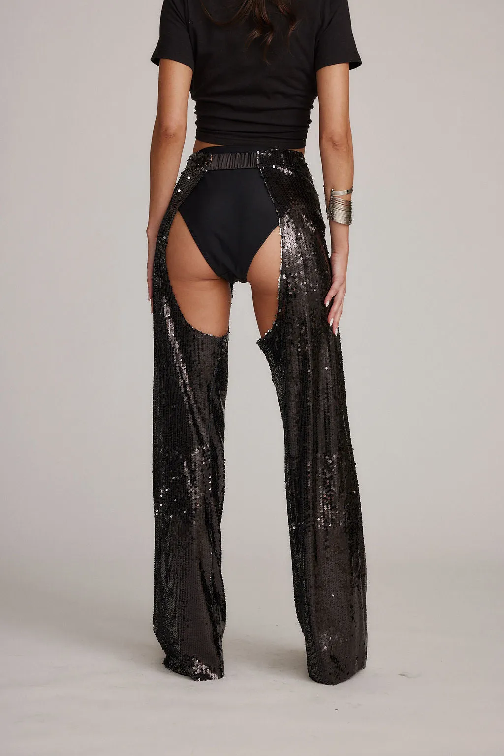 Hartley Black Sequin Chaps Breathable mesh design Urban Cool