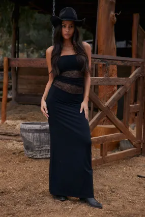 Hazel Black Lace Strapless Maxi Dress Zip-Closure Classic wrap dress