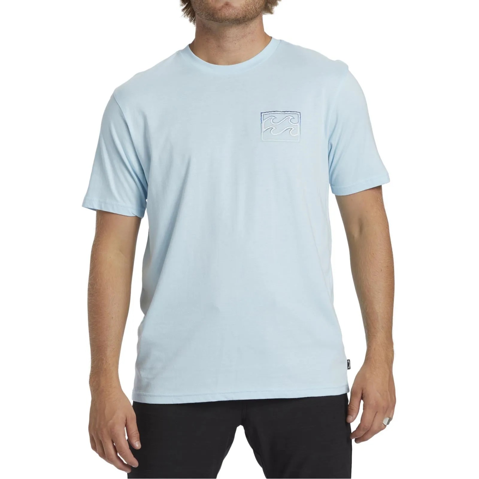 Grid Back Panel High Collar Option Billabong Mens Crayon Waves Short Sleeve T-Shirt