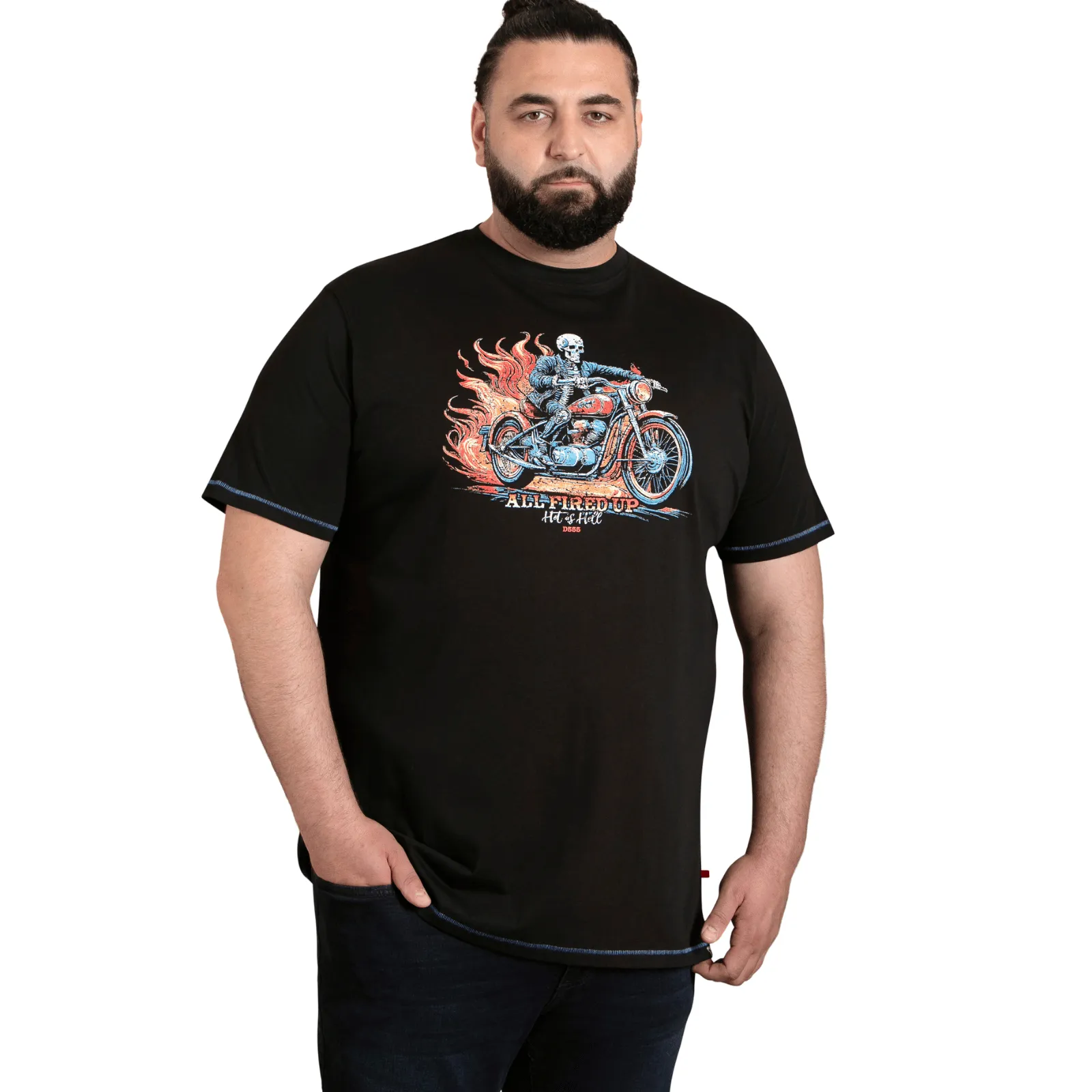 Eco friendly materials D555 Mens Dewsbury Big & Tall Skeleton Bike Short Sleeve T-Shirt