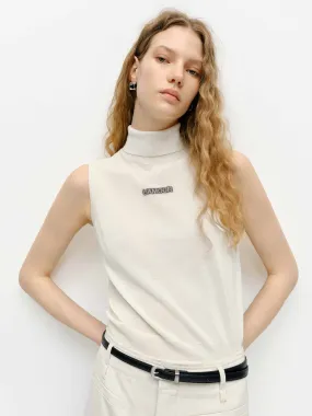 High Neck Sleeveless Knit Top Basic Must-Have Fade Resistant Dye