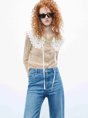 Compact Weave Urban Warmth Include Detachable Collar Knit Cardigan