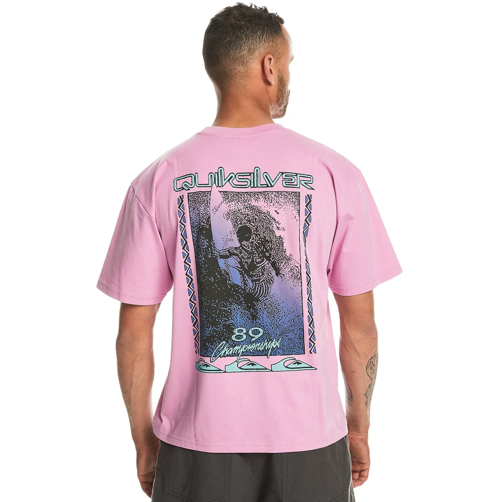 Quiksilver Mens Back Splash Short Sleeve Cotton T-Shirt PunctureResistantReinforcement Adjustable Hem