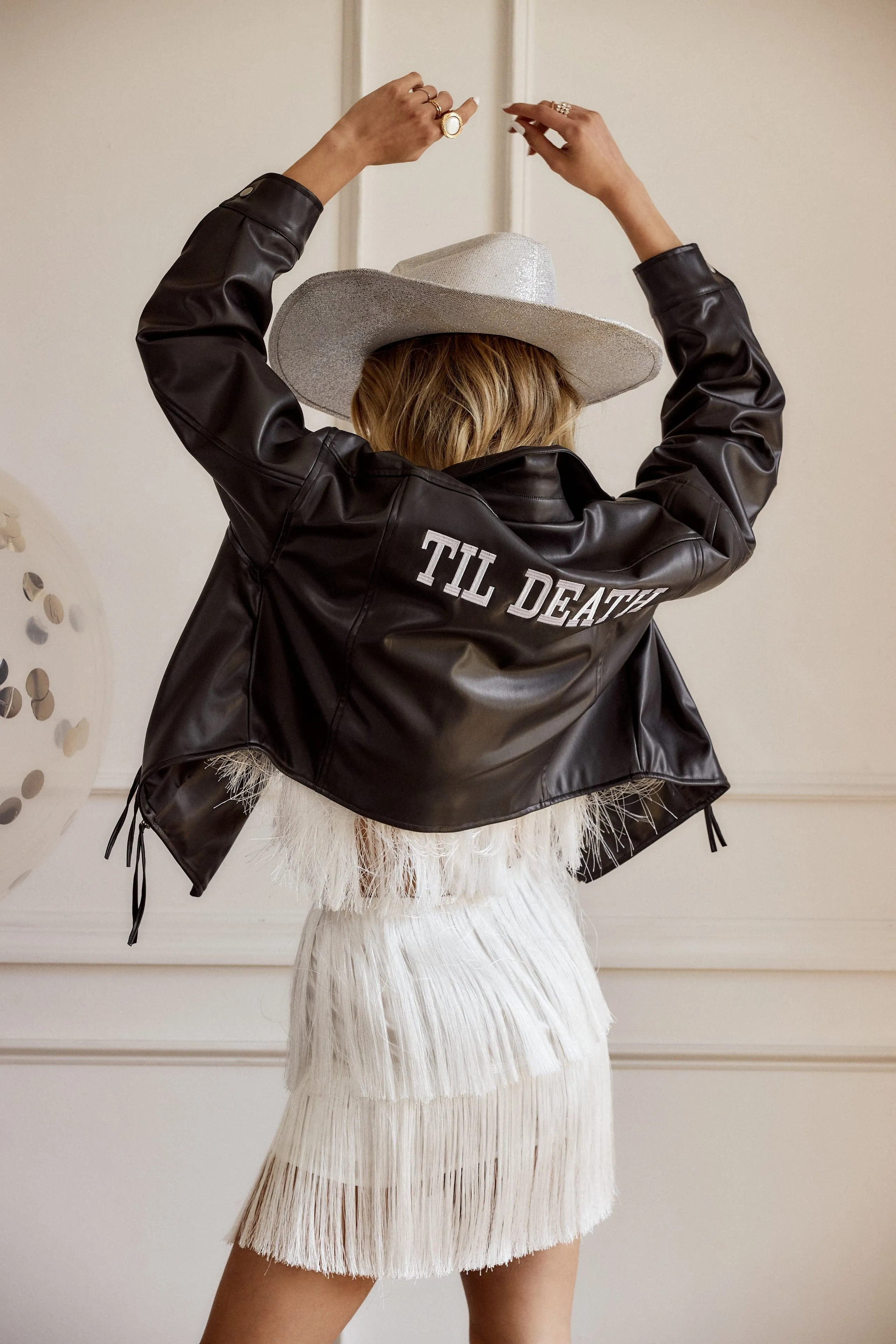 'Til Death Black Vegan Leather Jacket Lightweight Construction