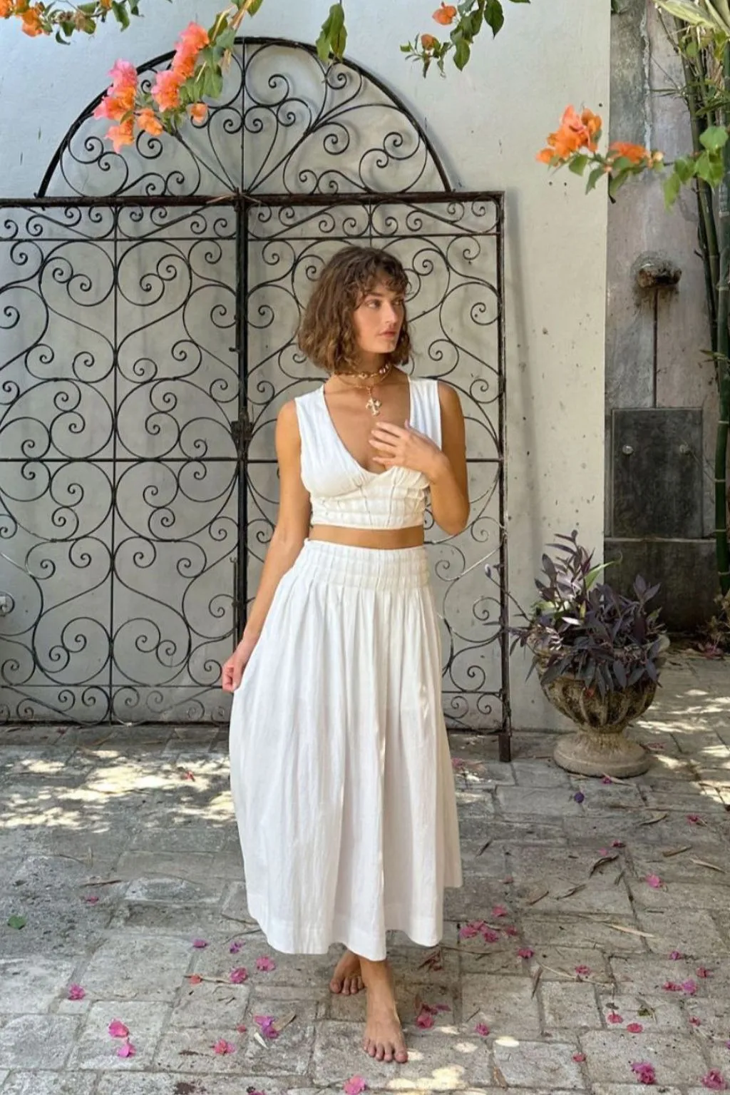 light feel Eco conscious Horizon White Maxi Skirt