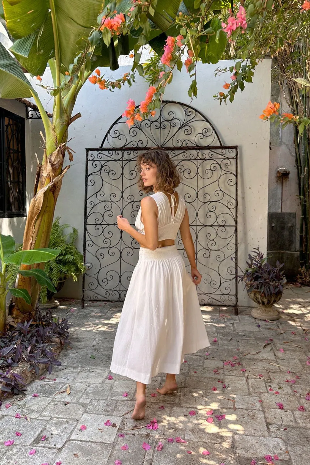 Horizon White Maxi Skirt Bohemian vibe Statement Color