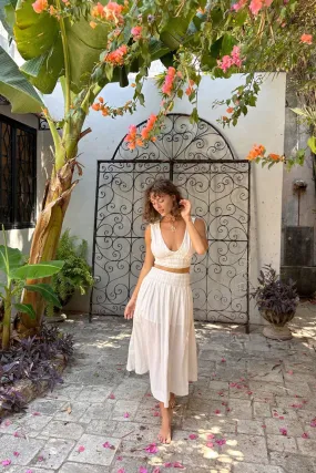Pastel tone Fair trade Horizon White Maxi Skirt