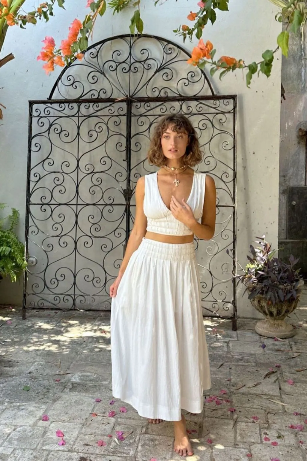 Horizon White Maxi Skirt Chill Wear Outfit Vibes
