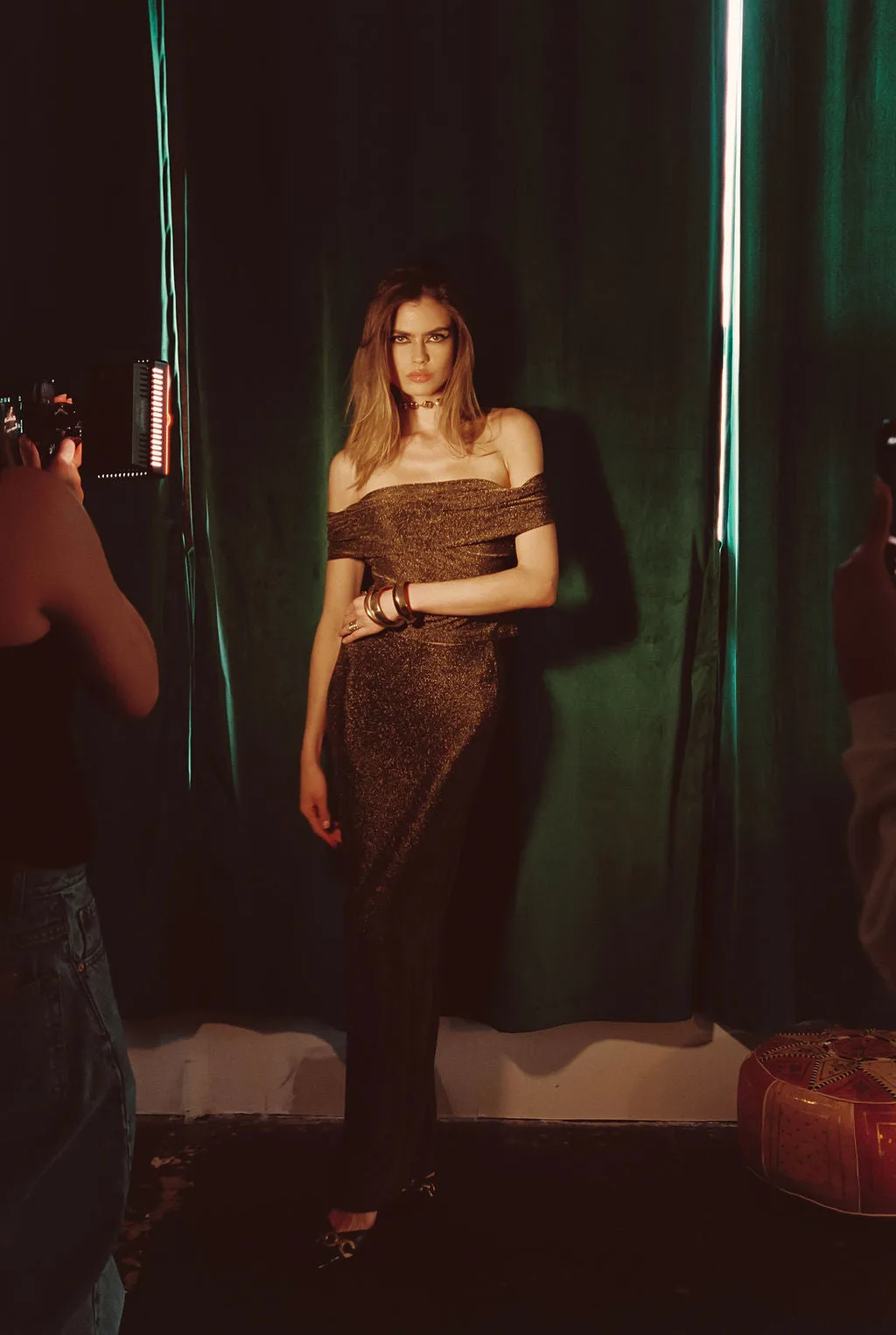 Layered Design Weekend Style Hypnotized Gold Lurex Maxi Skirt