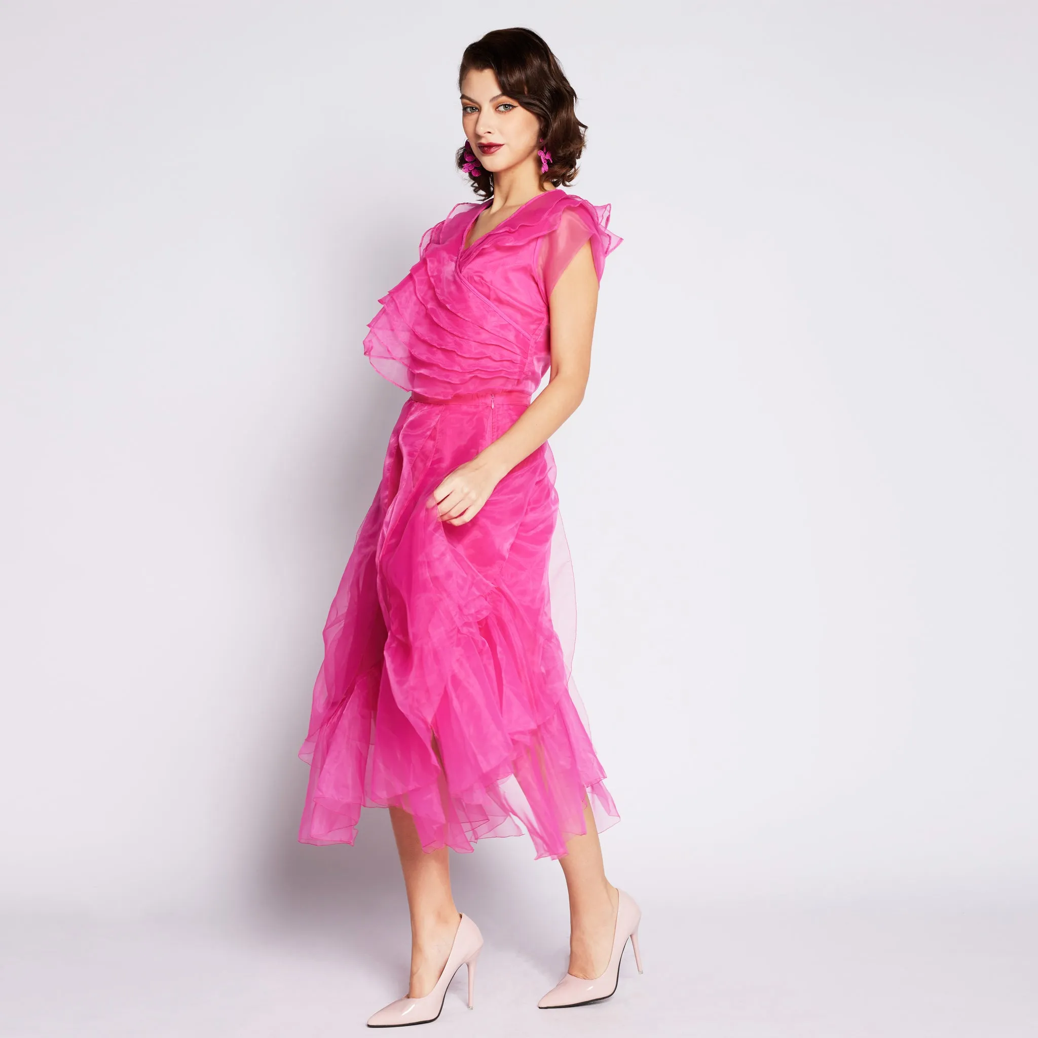 Layered Organza Midi Skirt Elegant Flow