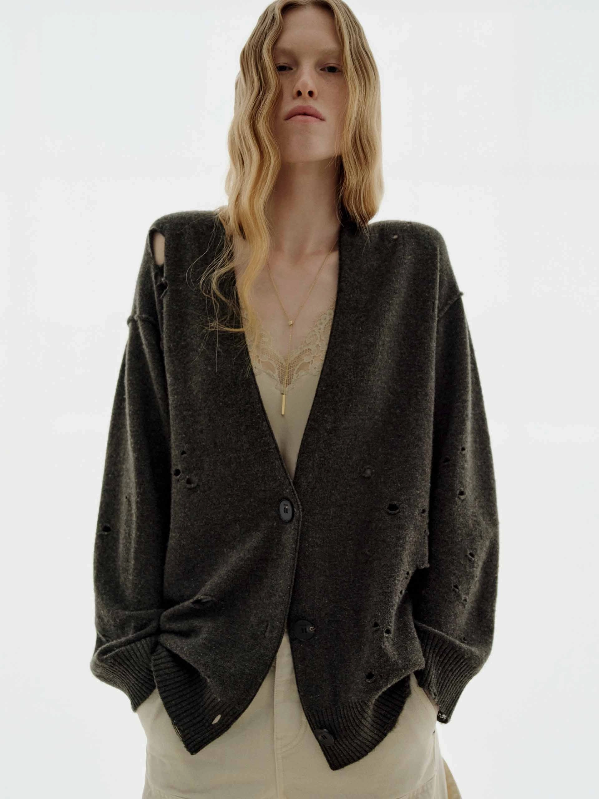 Ripped Detail Button Cardigan Outdoor Comforted Sweater Care Guide