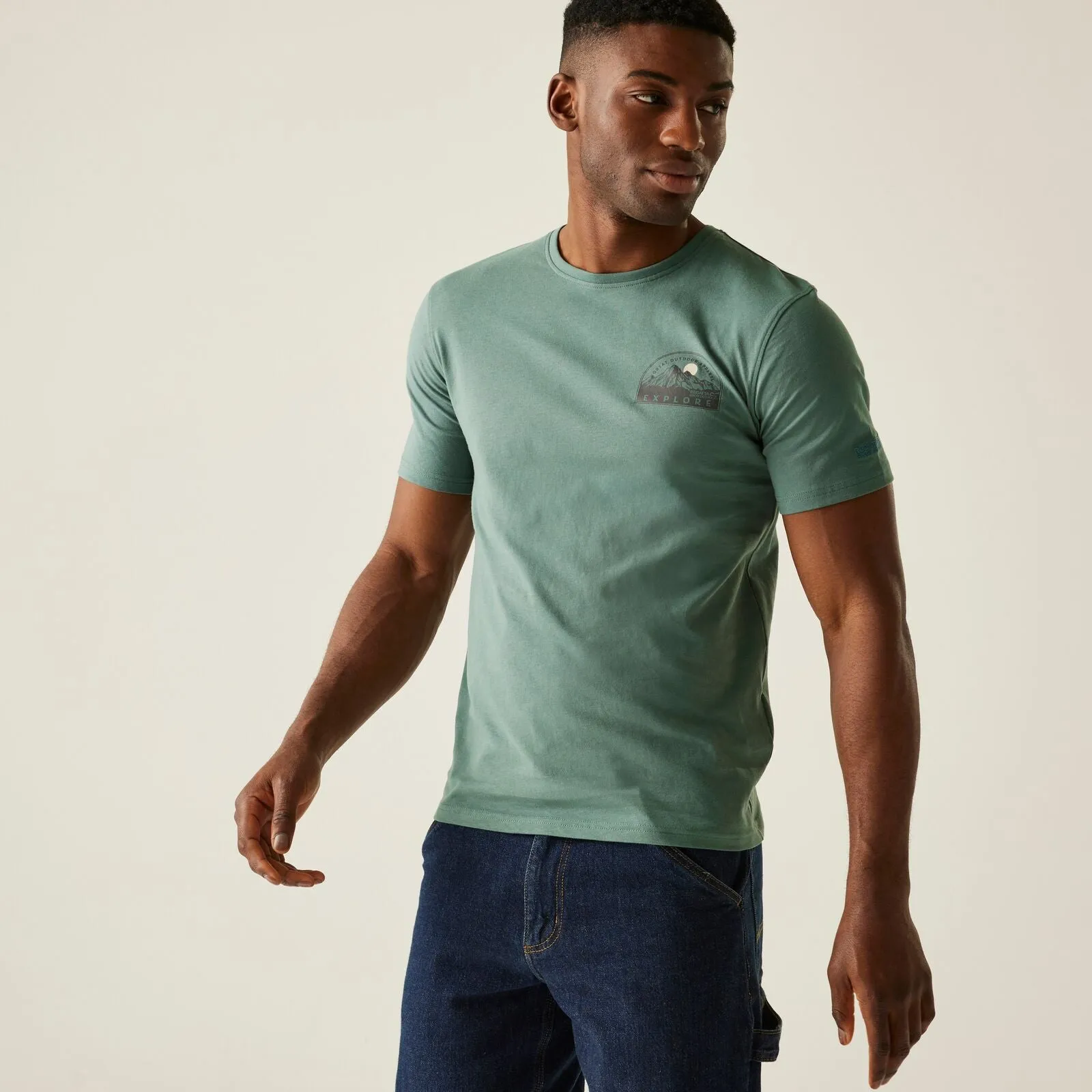 Regatta Mens Cline IX Short Sleeve T-Shirt Light Reflective Printing SoftTouch