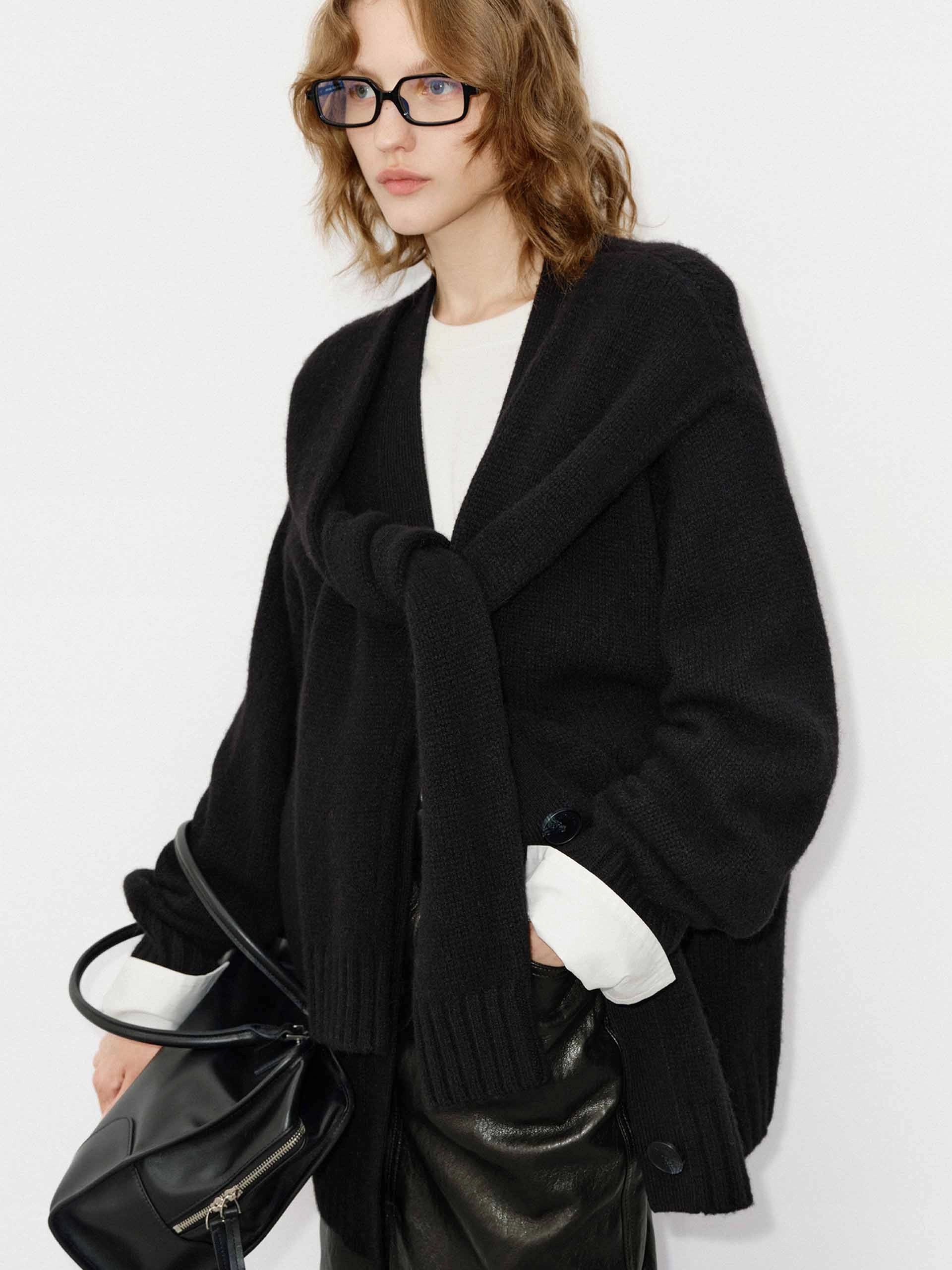 Relaxed Warmth Include Alpaca Loose Cardigan