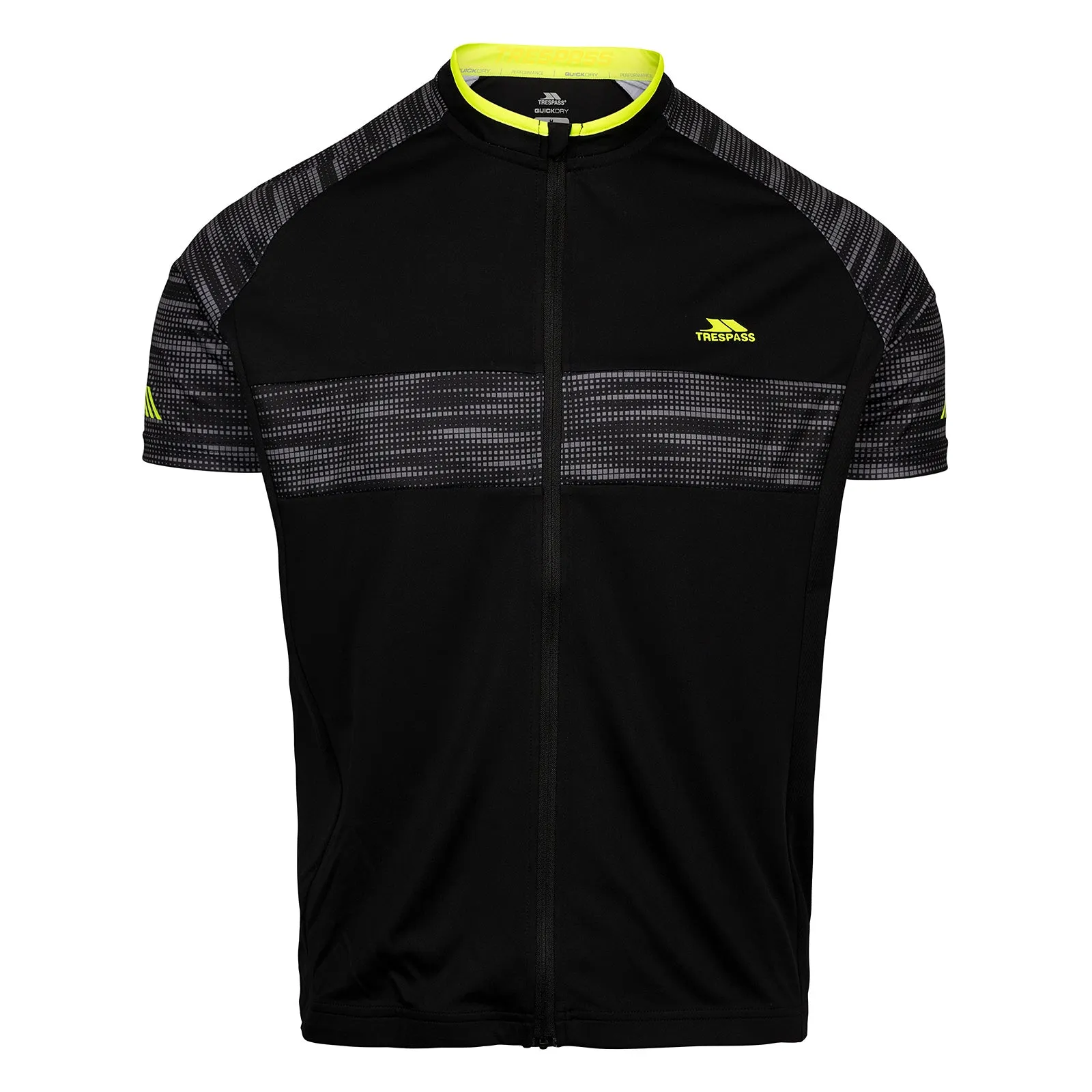 Trespass Mens Hazzel Zip Up Cycling Short Sleeve T-Shirt Stretchable Neckline